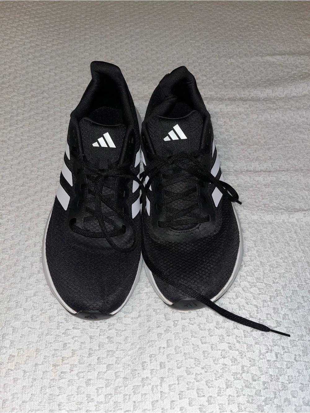 adidas Men’s Black Athletic Shoes with White Stripes